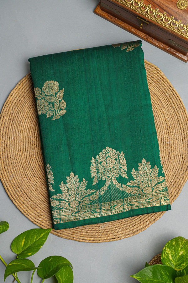 Fancy Matka Silk Bottle Green Saree