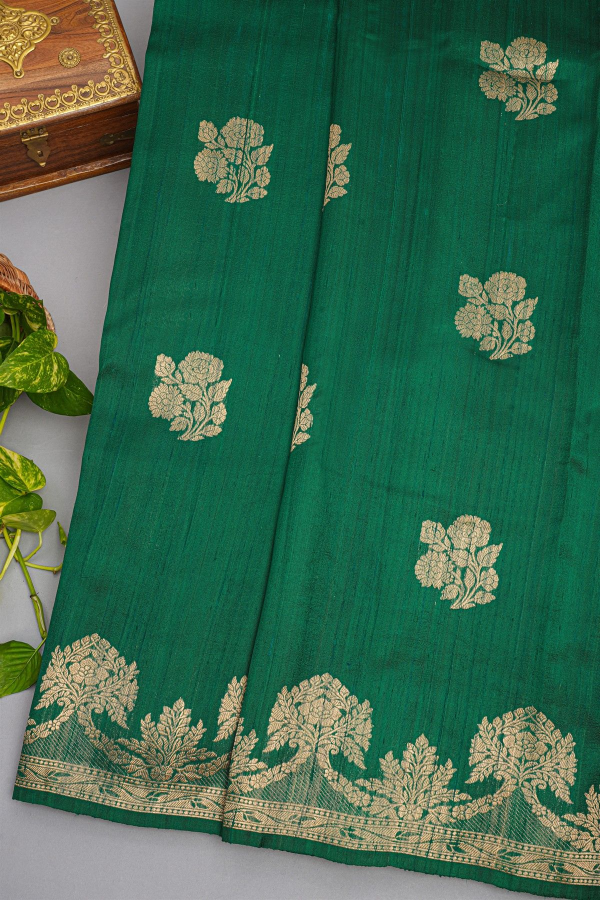Fancy Matka Silk Bottle Green Saree