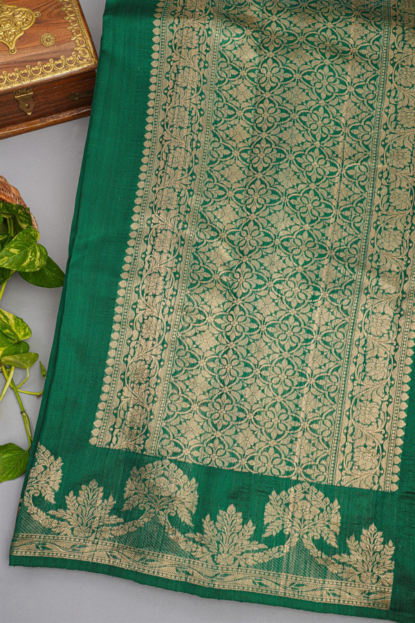 Fancy Matka Silk Bottle Green Saree