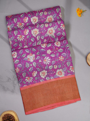 Fancy Tussar Magenta Saree
