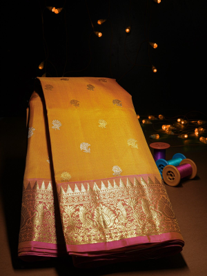 Venkatagiri Silk Mustard Saree